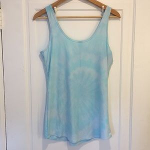 Blue And White Tie Dye Athletic Tank Top